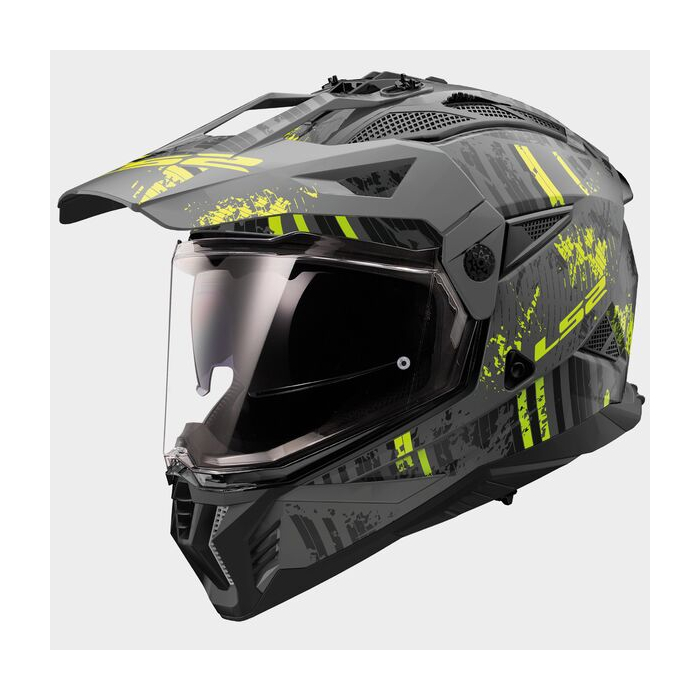 LS2 MX702 Pioneer II Crazy Matt Black Fluo Yellow