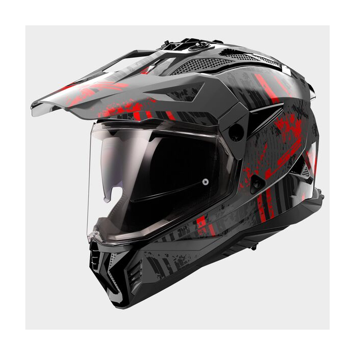 LS2 MX702 Pioneer II Crazy Matt Black Red