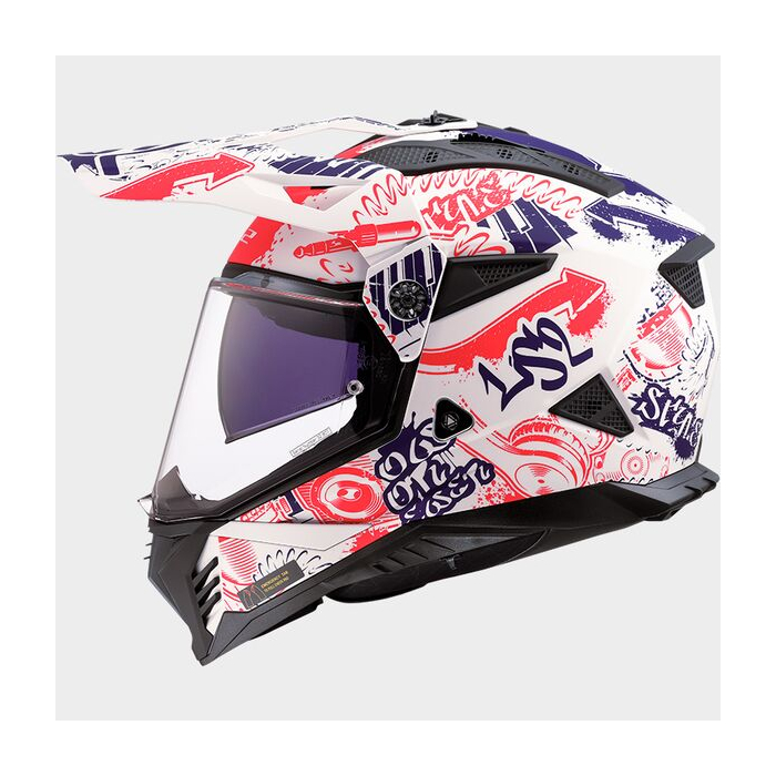 LS2 MX702 Pioneer II Fantasy White Red Blue