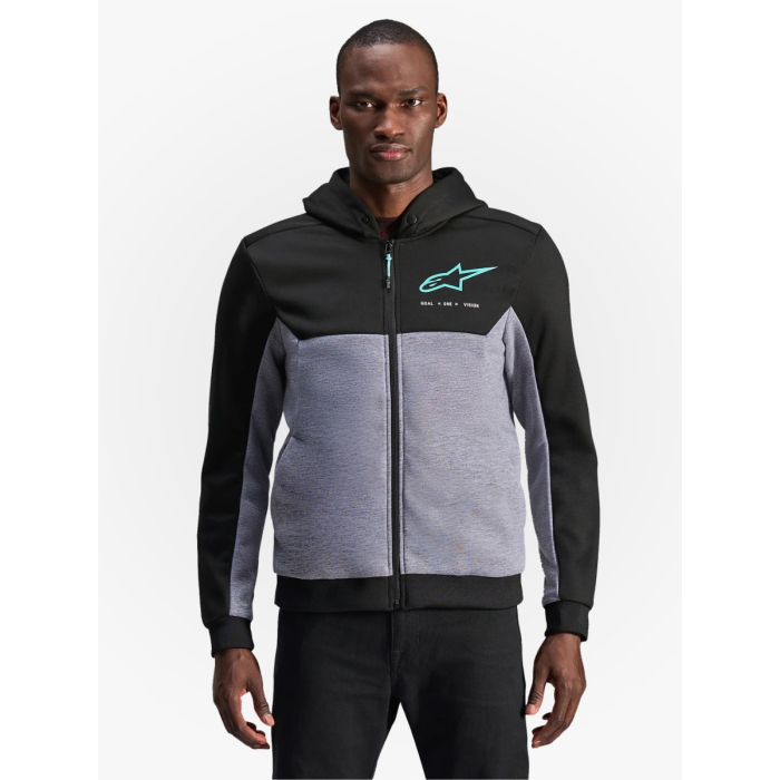 Alpinestars Chrome V2 Sport Hoodie Black Gray Heather Turquoise 1475