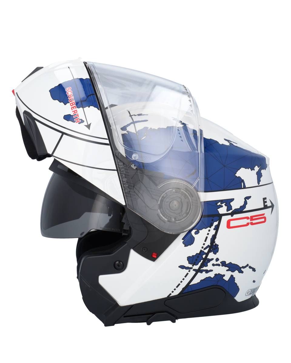 Schuberth C5 Helmet (White) Compass Series Blue Stickers