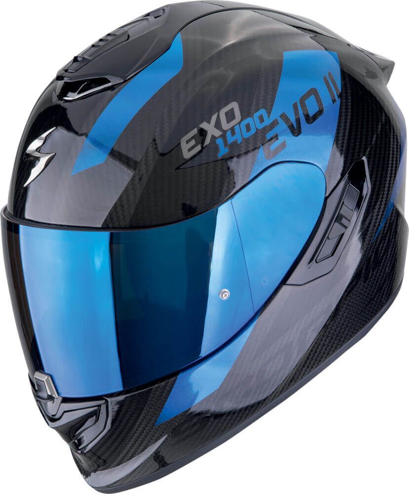 超人気ブティック Scorpion Black/Blue Platted Carbon AIR 2 EVO EXO-1400 セキュリティ・セーフティ