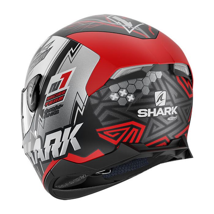 Shark Skwal 2 Noxxys Matt Black/Red/Silver KRS - Worldwide Shipping!