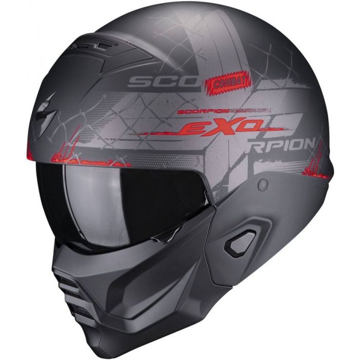 Scorpion EXO Combat II Xenon Matt Black Red Worldwide Shipping