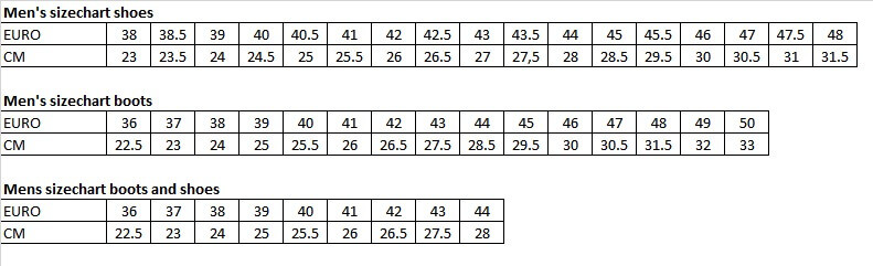 Alpinestars Shoe Size Chart