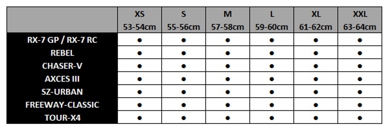 Arai Size Chart