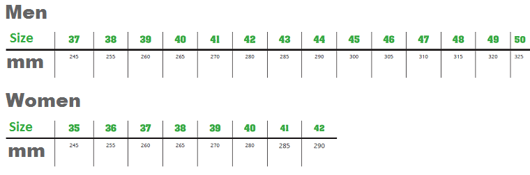 Evo Size Chart